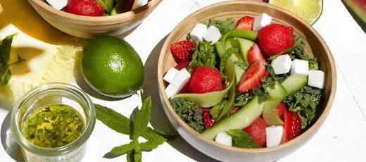 recipe image melounový salát s jahodami