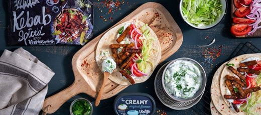 recipe image Vegan Oumph! Kebab with Violife Tzatziki Sauce