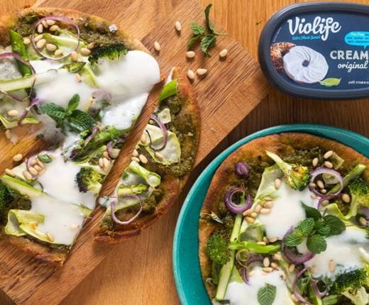 recipe image Baked Broccoli and Asparagus Flatbread