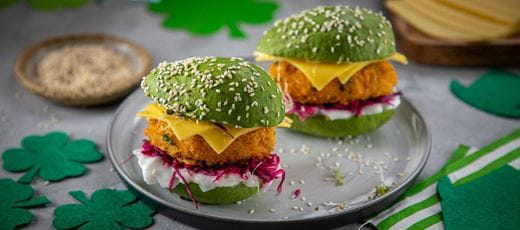 recipe image St. Patricks Avocado Chickpea Burgers