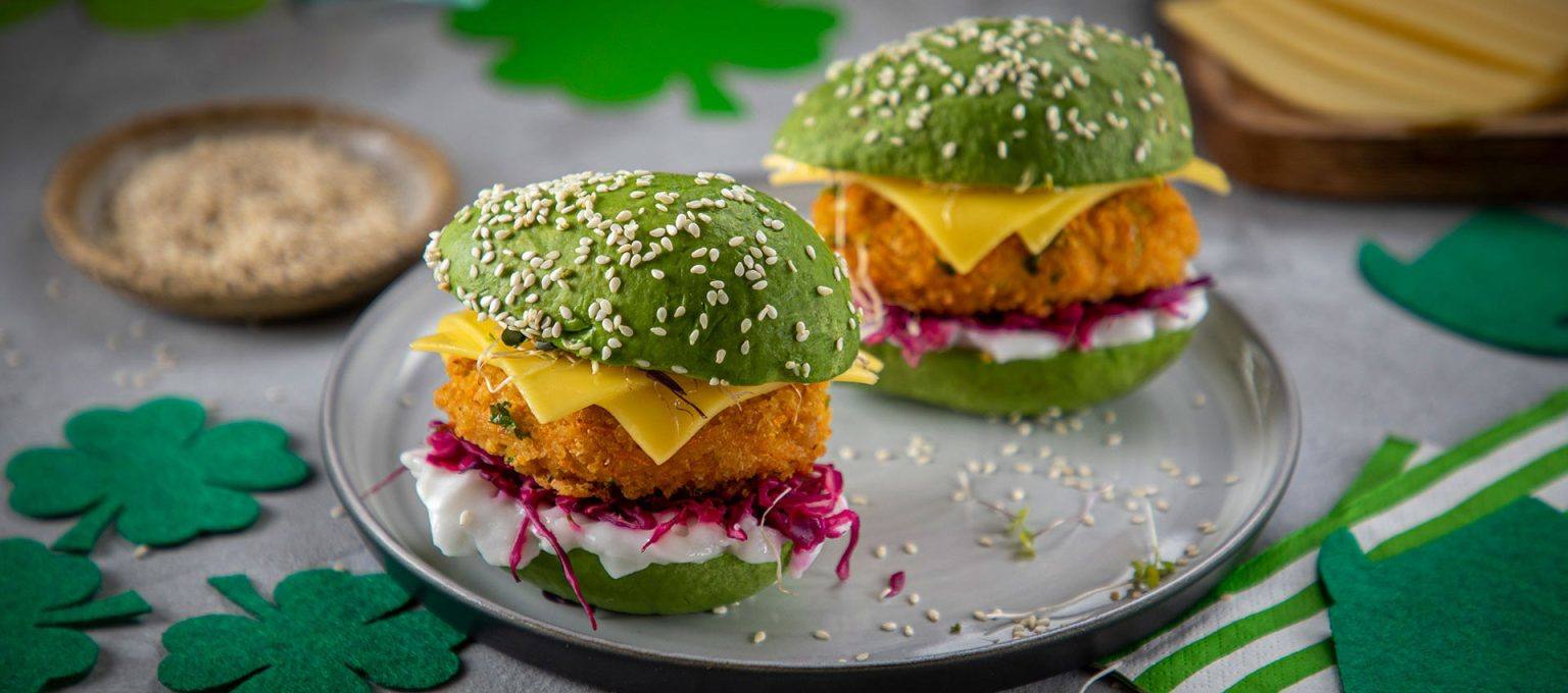 recipe image St. Patricks Avocado Chickpea Burgers