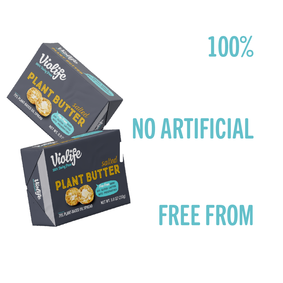 Violife Salted Plant Butter, 100% dairy free, free from major allergens, no artificial preservatives.