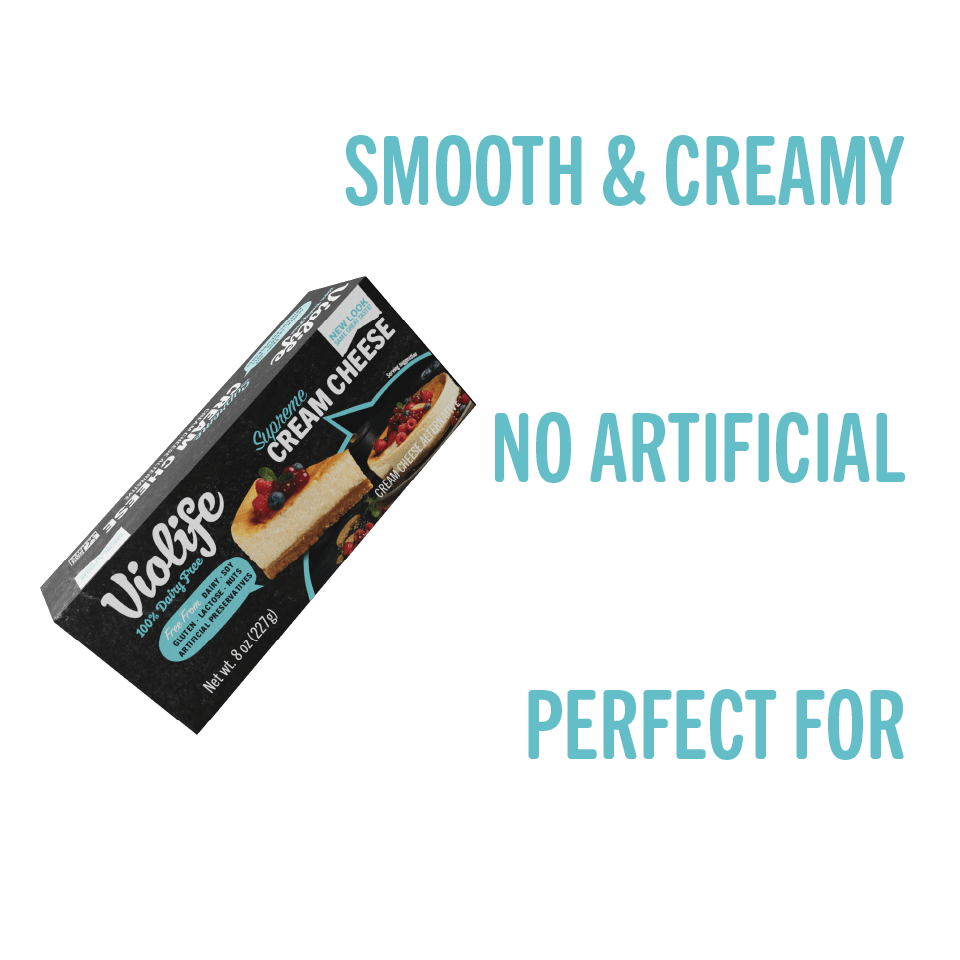 Violife Supreme Cream Cheese Block, smooth and creamy cheese, ideal for baking and cooking, no artificial preservatives.