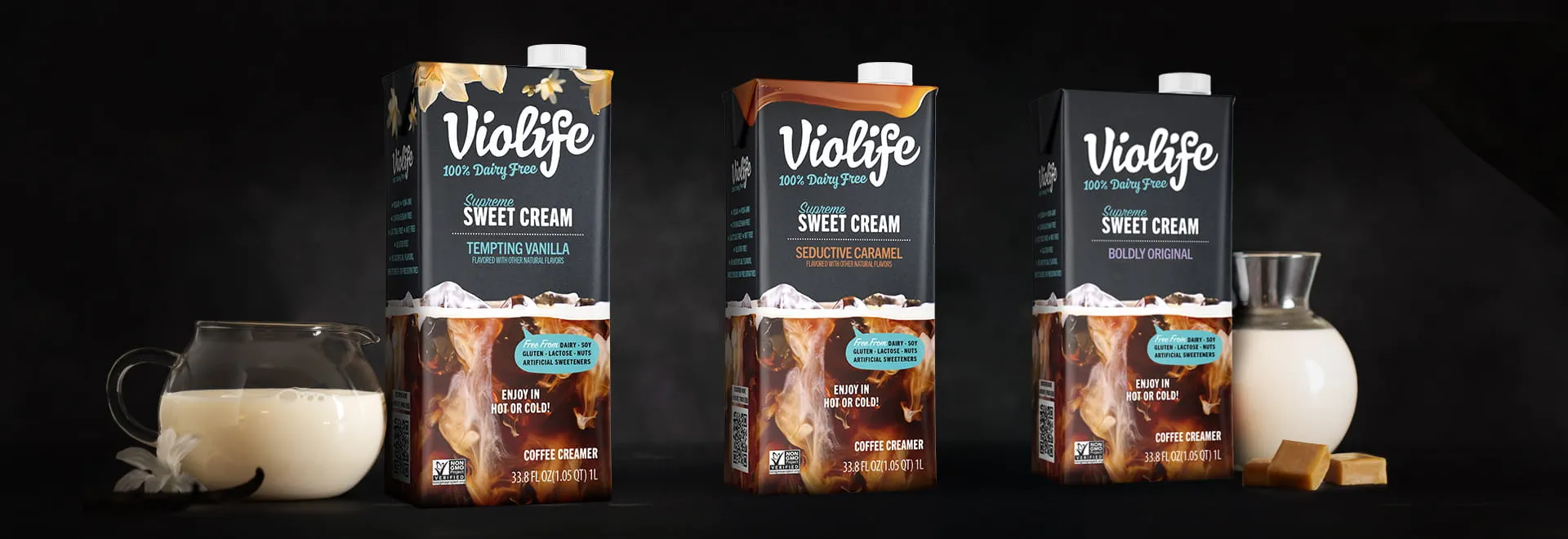 Violife coffee creamers Supreme Sweet Cream range