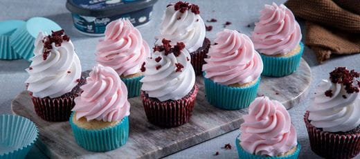 recipe image Red Velvet & Vanilla Cupcakes
