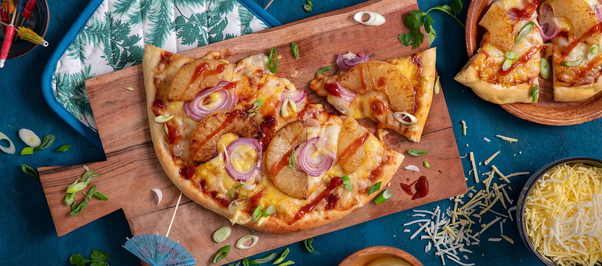 recipe image Vegan Hawaiian BBQ Pizza With Pineapple