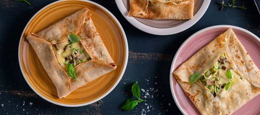 recipe image Crêpes vegan aux champignons et aux courgettes